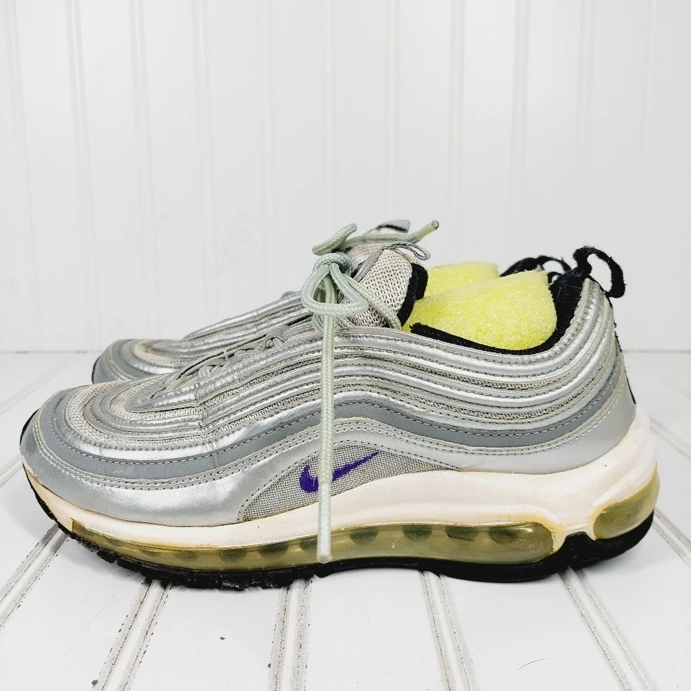 Nike Air Max 97 Silver / Polar Obsidian Gray Athleisure Running Sneakers C389